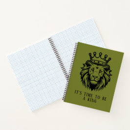 Leeuwenkop met kroonsilhouet - Zwart 1 Notitieboek