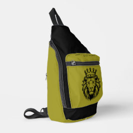 Leeuwenkop met kroonsilhouet - Zwart 1 Sling Bag