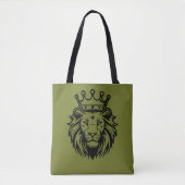Leeuwenkop met kroonsilhouet - Zwart 1 Tote Bag (Voorkant)