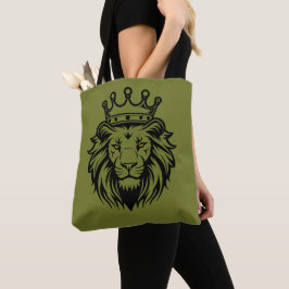 Leeuwenkop met kroonsilhouet - Zwart 1 Tote Bag