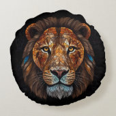 Leeuwenkop met mozaïek glas-in-lood effect rond kussen (Achterkant)