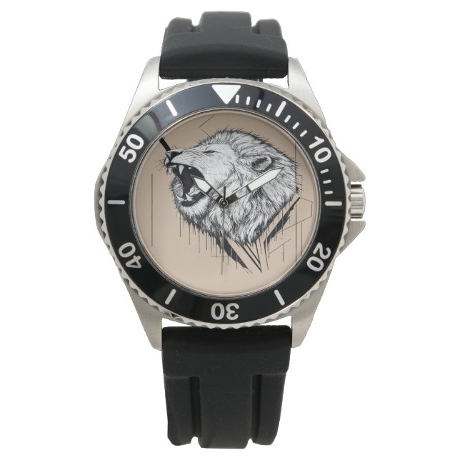 Leeuwenkop Premium Design  Horloge (Voorkant)