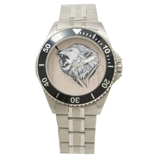 Leeuwenkop Premium Design  Horloge (Voorkant)