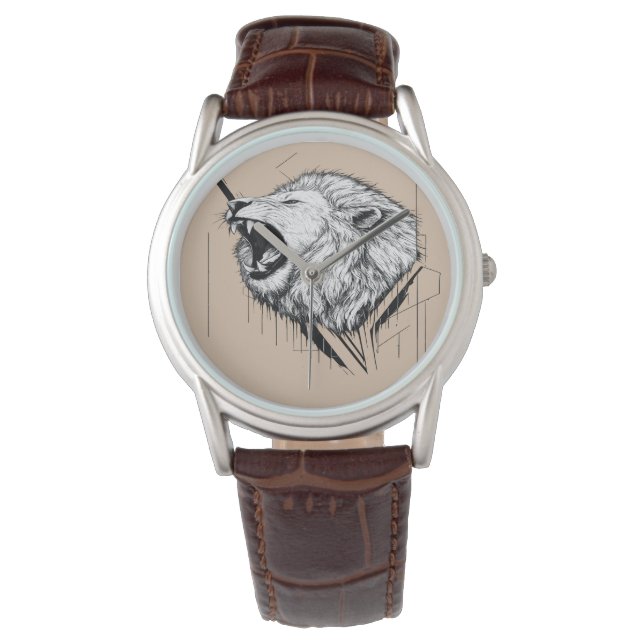Leeuwenkop Premium Design  Horloge (Voorkant)