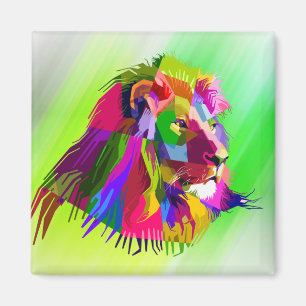 Leeuwenkop Prismatisch Pop Art Design-62502 Magneet