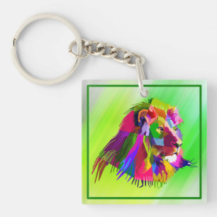 Leeuwenkop Prismatisch Pop Art Design-62502 Sleutelhanger