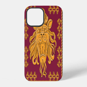 Leeuwenkop sjaal: gouden motief. iPhone 12 hoesje