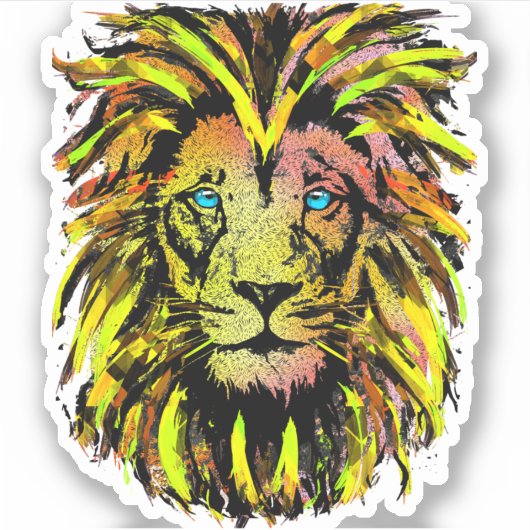 Leeuwenkop sticker - Gele leeuw sticker (Voorkant)