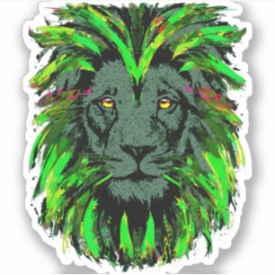 Leeuwenkop sticker - Groene leeuw sticker