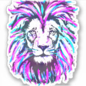 Leeuwenkop sticker - Paarse leeuw sticker (Voorkant)