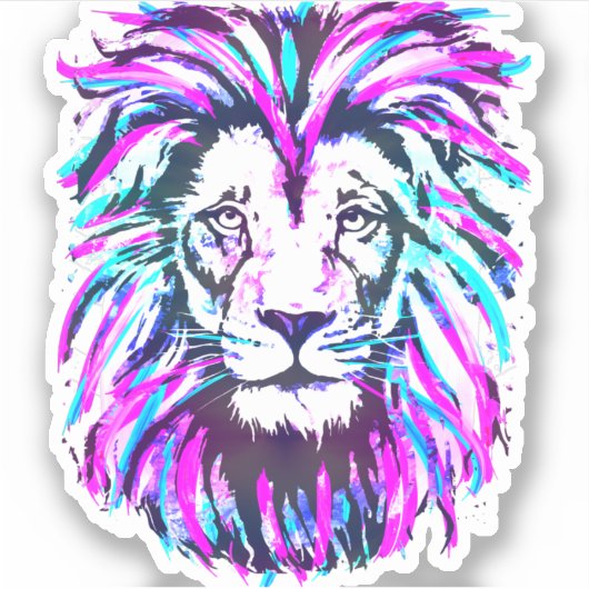 Leeuwenkop sticker - Paarse leeuw sticker (Voorkant)