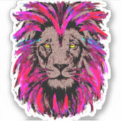 Leeuwenkop sticker - Roze leeuw sticker (Voorkant)