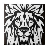Leeuwenkop zwart en witets tegeltje (Voorkant)