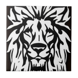 Leeuwenkop zwart en witets tegeltje