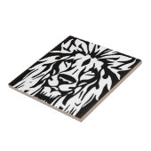 Leeuwenkop zwart en witets tegeltje (Zijkant)