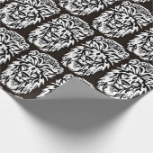 Leeuwenkop zwart-wit ets cadeaupapier (Hoek)