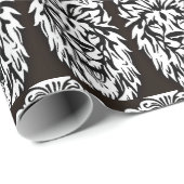 Leeuwenkop zwart-wit ets cadeaupapier (Rol Hoek)