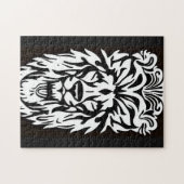 Leeuwenkop, zwarte en witte etsen legpuzzel (Horizontaal)