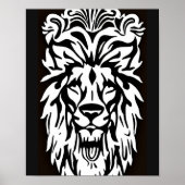 Leeuwenkop, zwarte en witte etsen poster (Voorkant)