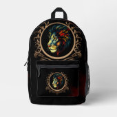 Leeuwenkopportret in Mandala Lijst Bedrukte Rugzak (Voorkant)