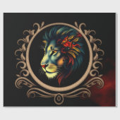 Leeuwenkopportret in Mandala Lijst Cadeaupapier (Vlak)