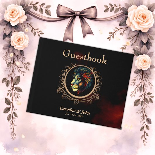 Leeuwenkopportret in Mandala Lijst Gastenboek