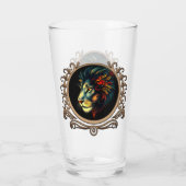 Leeuwenkopportret in Mandala Lijst Glas (Achterkant)