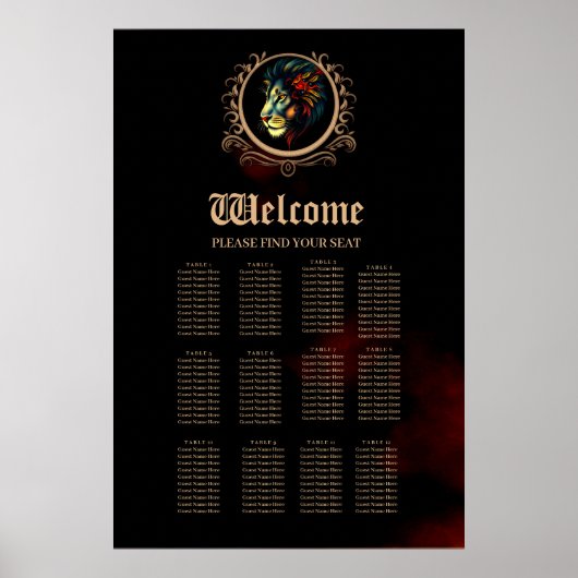 Leeuwenkopportret in Mandala Lijst Poster (Voorkant)