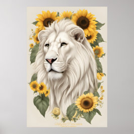 Leeuwenkunst, Zonnebloemen & Wildlife Safari Witte Poster