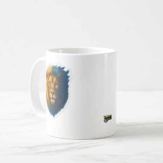 Leeuwenkunstwerk - Bicolor Koffiemok (Voorkant links)