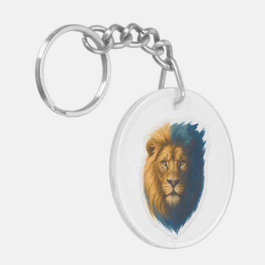 Leeuwenkunstwerk - Bicolor Sleutelhanger (Voorkant Links)