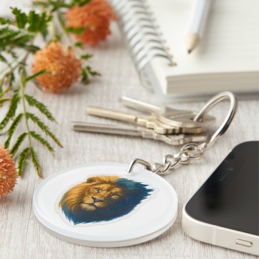 Leeuwenkunstwerk - Bicolor Sleutelhanger (Voorkant Rechts)