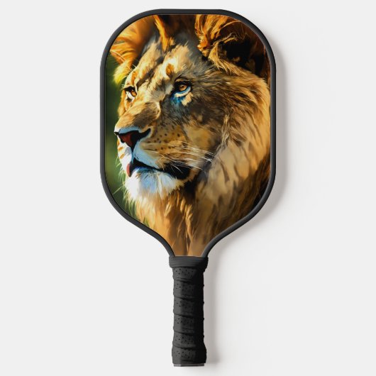 Leeuwenlogo Zwarte Neopreen Hoes Pickleball Paddle (Voorkant)