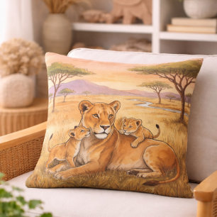 Leeuwenmoeder en welp safari dieren  kussen