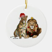 Leeuwenpaar Keramisch Ornament (Voorkant)