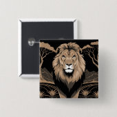  Leeuwenportret Vierkante Button 5,1 Cm (Voorkant /achterkant)