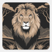Leeuwenportret Vierkante Sticker (Voorkant)