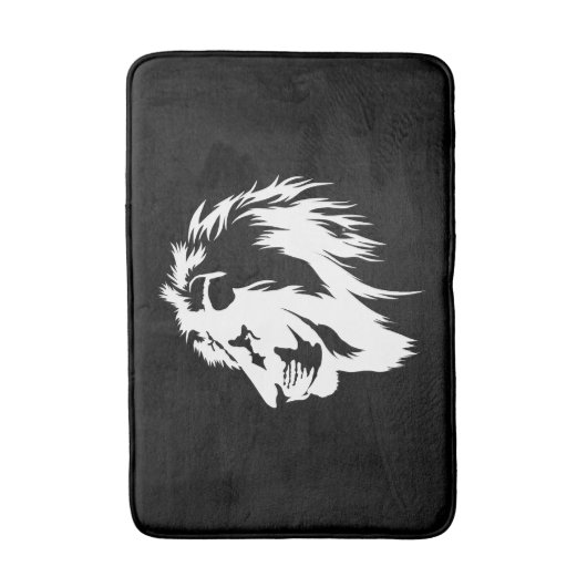 Leeuwenportret (wit) badmat (Voorkant Verticaal)