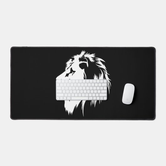 Leeuwenportret (wit) bureaumat (Keyboard & Muis)