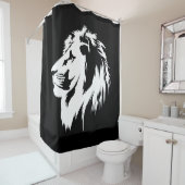 Leeuwenportret (wit) douchegordijn (In situ)