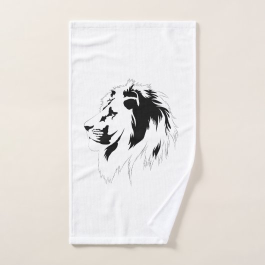 Leeuwenportret (zwart) handdoek (Handdoek)