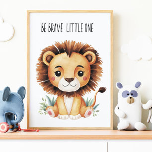 Leeuwensafari-kleuterposter – Wees dapper kleine Poster