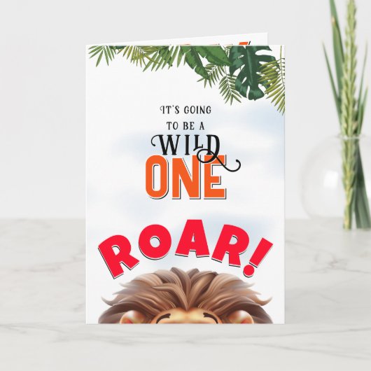 Leeuwensafari Wild One Kids Eerste Verjaardag  Kaart (Voorkant)
