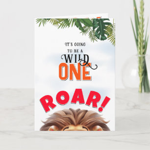 Leeuwensafari Wild One Kinderen Eerste Verjaardag Kaart
