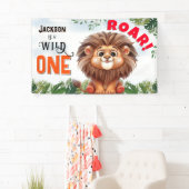 Leeuwensafari Wild One Kinderverjaardag Spandoek (Insitu)