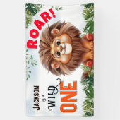 Leeuwensafari Wild One Kinderverjaardag Spandoek (Verticaal)