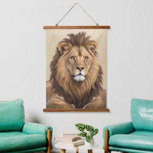 leeuwenschilderij hangend wandkleed