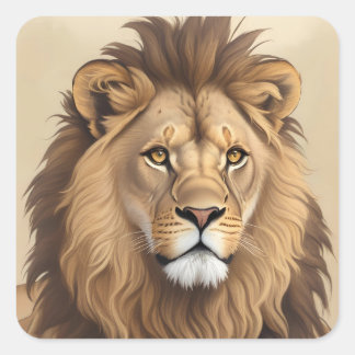 leeuwenschilderij vierkante sticker
