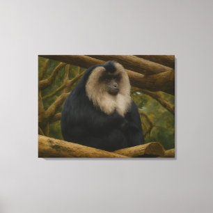 Leeuwenstaartmakaak in bosreservaat canvas afdruk