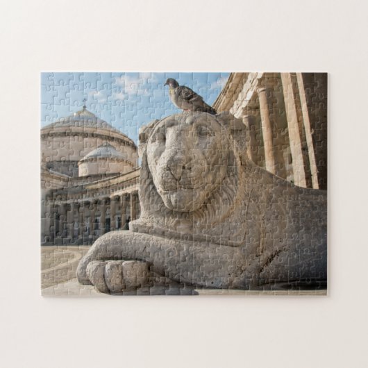 Leeuwenstandbeeld voor historische kerk legpuzzel (Horizontaal)